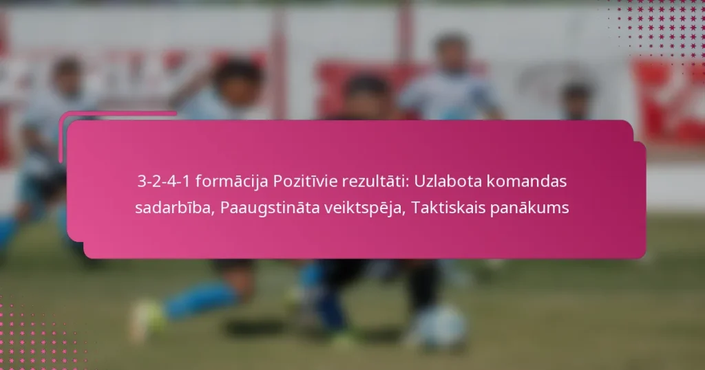 3-2-4-1 formācija Pozitīvie rezultāti: Uzlabota komandas sadarbība, Paaugstināta veiktspēja, Taktiskais panākums