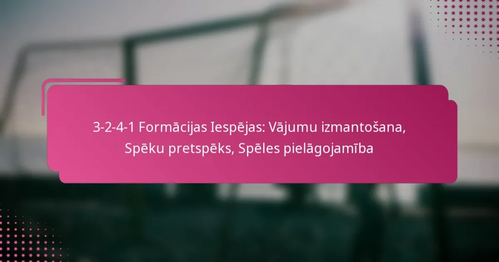 3-2-4-1 Formācijas Iespējas: Vājumu izmantošana, Spēku pretspēks, Spēles pielāgojamība