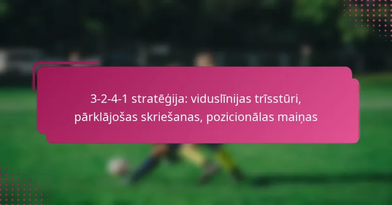 3-2-4-1 stratēģija: viduslīnijas trīsstūri, pārklājošas skriešanas, pozicionālas maiņas