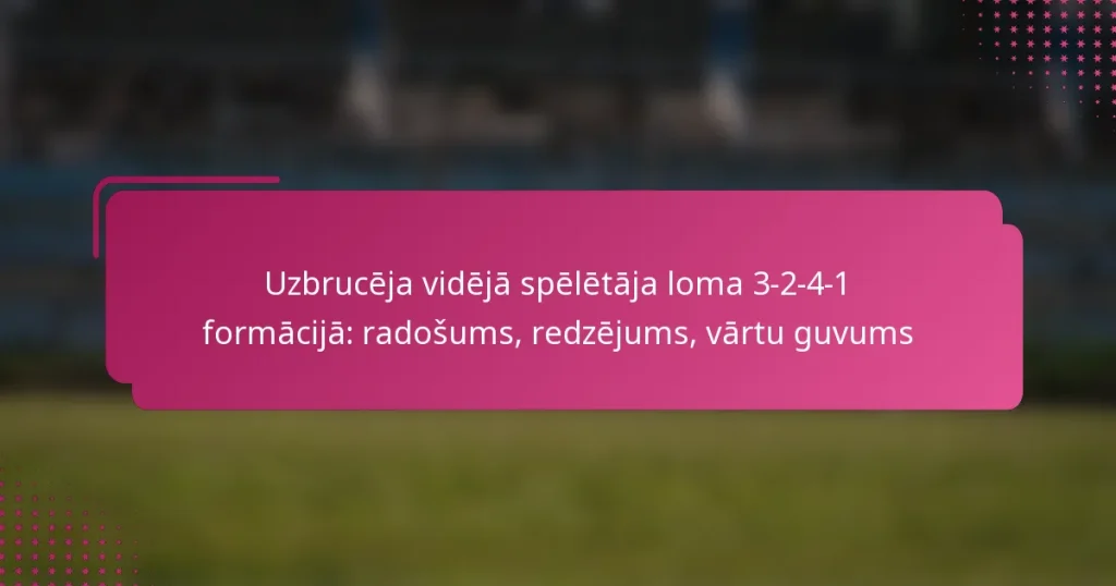 Uzbrucēja vidējā spēlētāja loma 3-2-4-1 formācijā: radošums, redzējums, vārtu guvums