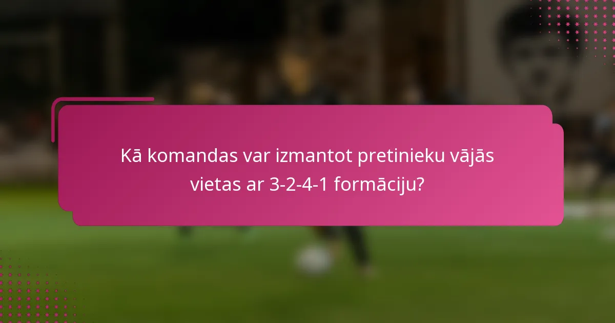 Kā komandas var izmantot pretinieku vājās vietas ar 3-2-4-1 formāciju?