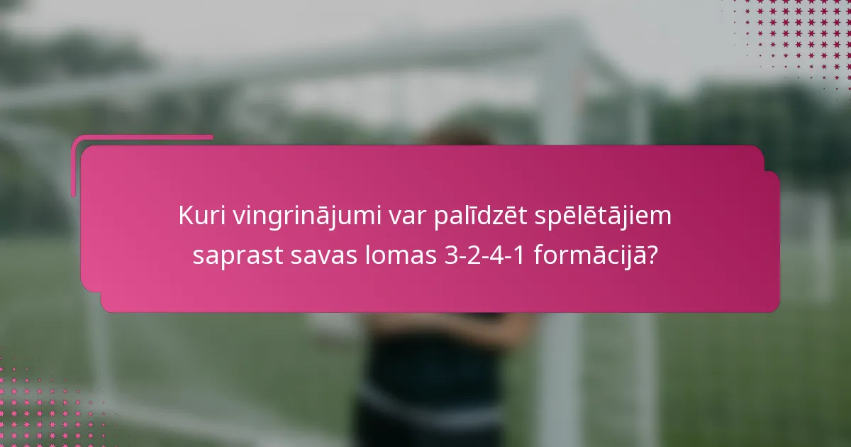 Kuri vingrinājumi var palīdzēt spēlētājiem saprast savas lomas 3-2-4-1 formācijā?